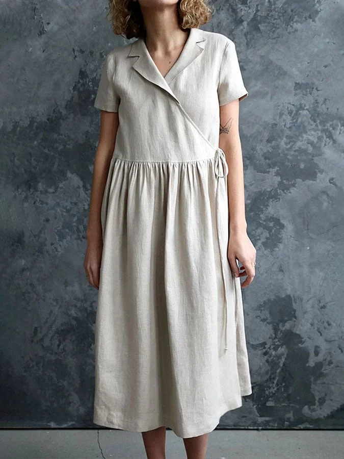 Women's Solid Casual Lapel Dress