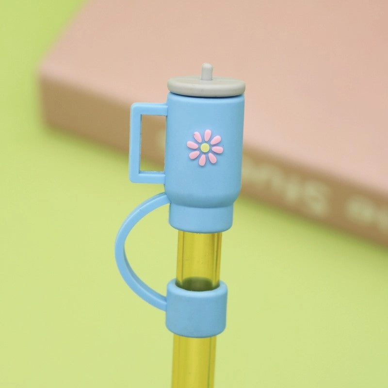 5 Pieces Silicone Straw Cap Flower Cartoon Baiyun Cup Straw Protective Cover Dust Plug 10mm