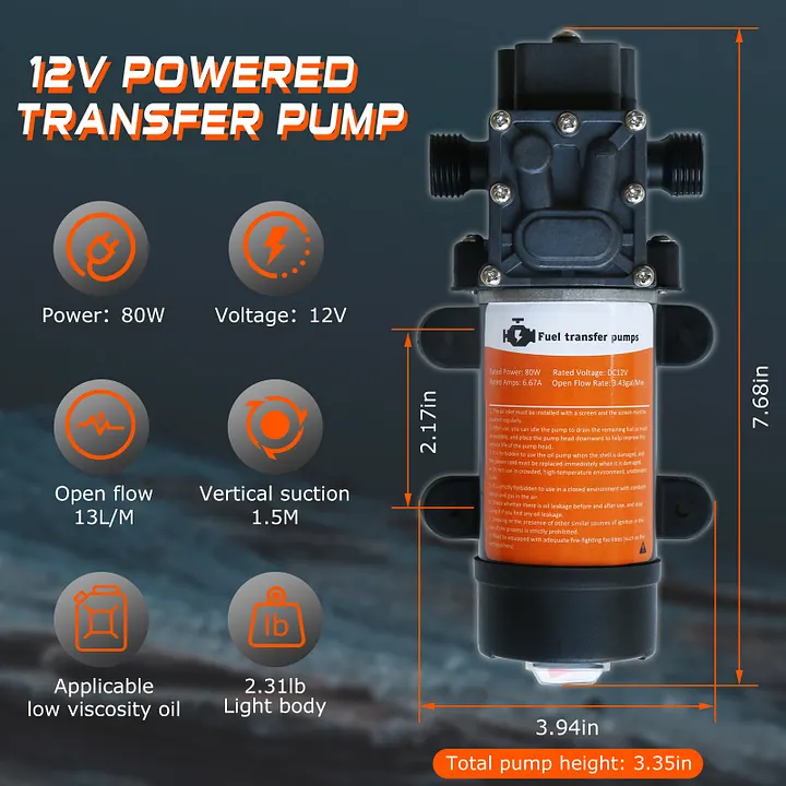 RANMEI 12V Universal Fuel Pump HEP-02A Electric Gas Diesel Inline Low Pressure 4-7 PSI