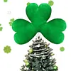 St Patricks Day Tree Topper Green Plush Shamrock with Metal Base for Decor Gift