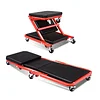 BEZT 40 inch Adjustable Foldable Z Creeper Rolling Seat with Wheels for Garage Shop Auto Repair, 330LBS Capacity 2 in 1 Chair, Red