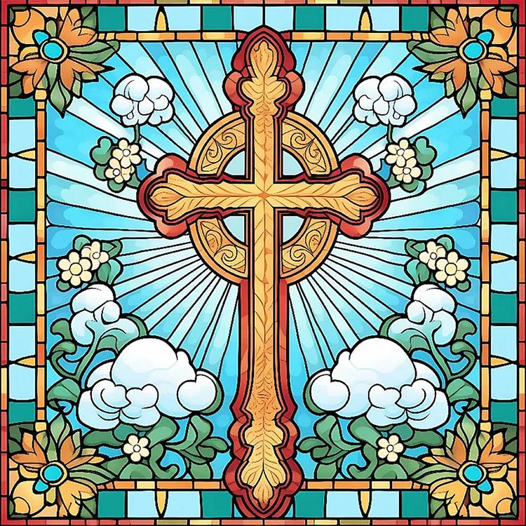 Stained Glass Cross - Paint By Numbers(40*40cm)