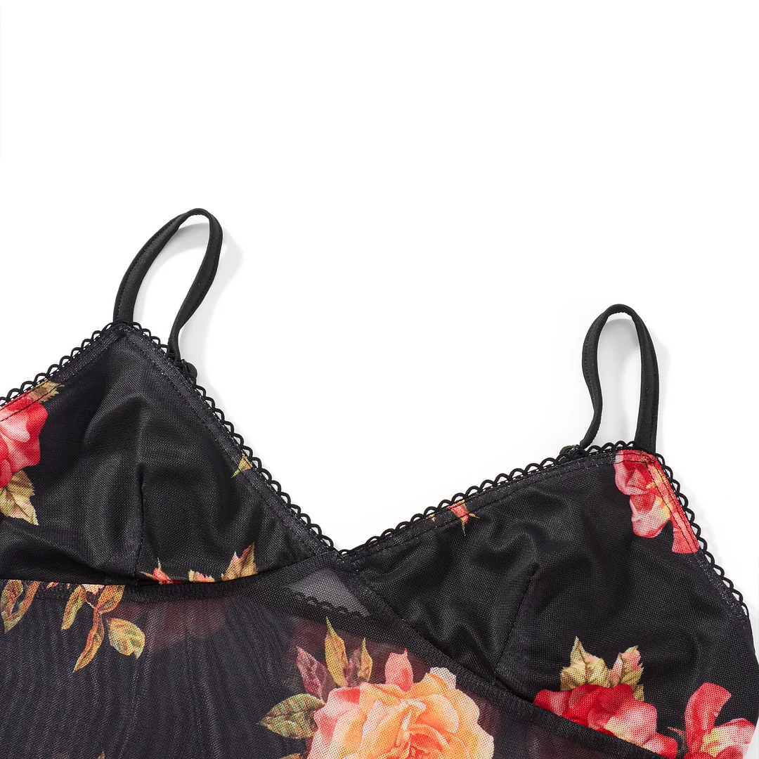 HiriWomen's Summer Set Sleeveless V Neck Low Cut Cami Tops + Elastic Waist Flower Print Mini Skirt 2 Piece Outfits