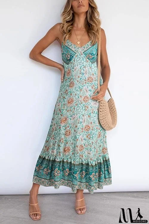 Boho Print Slip Maxi Dress