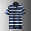 Men's Fashion Business Striped Lapel Short Sleeve POLO Shirt