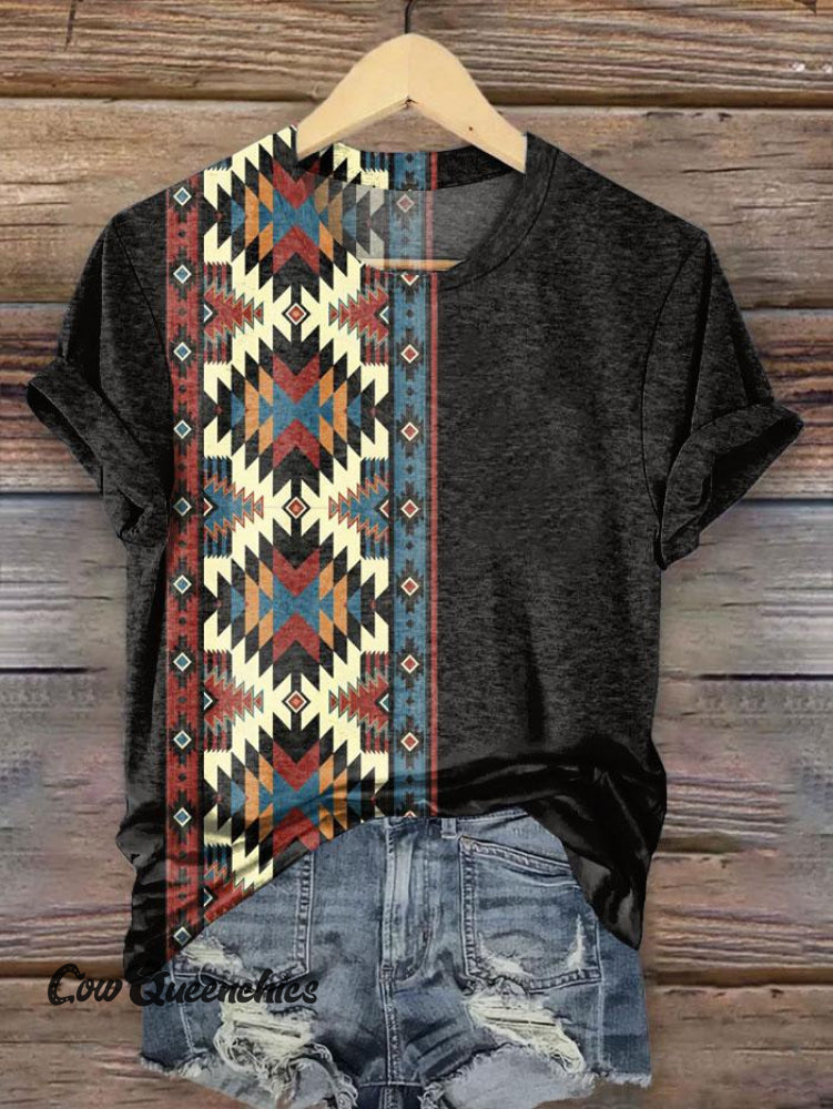 Western Vintage Print T-Shirt Multicolor / S