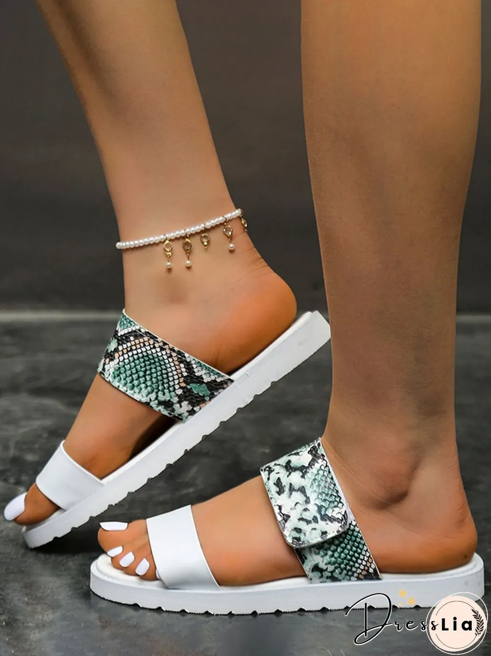 Leopard Print Snake Print Zebra Print Cow Print Strap Casual Slippers