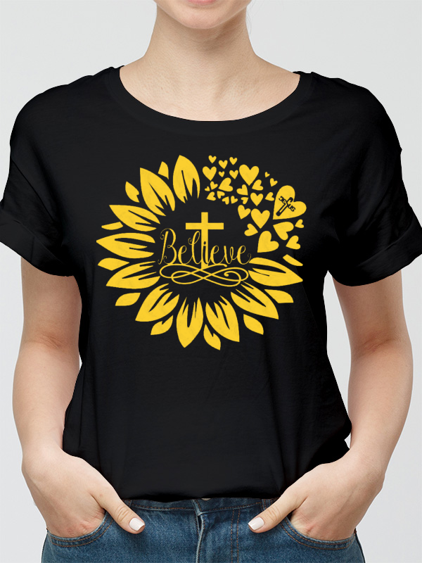 Sunflower Believe Women's Short Sleeve T-Shirt