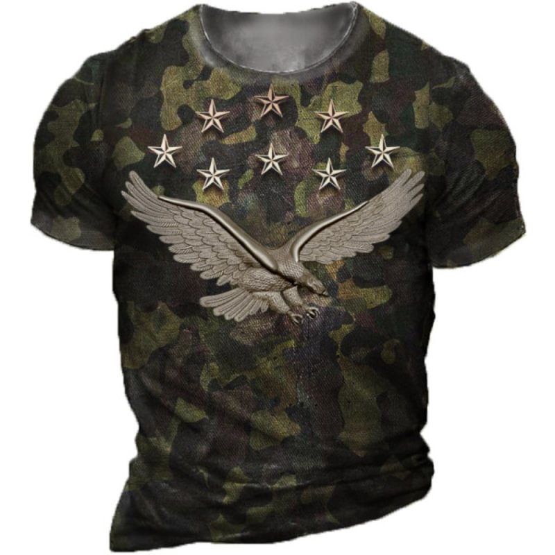 Men's Outdoor Eagle Camo Short Sleeve T-Shirt
