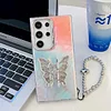 Suitable for Samsung S24 series laser colorful water ripple butterfly bracket protective case (with bracelet)