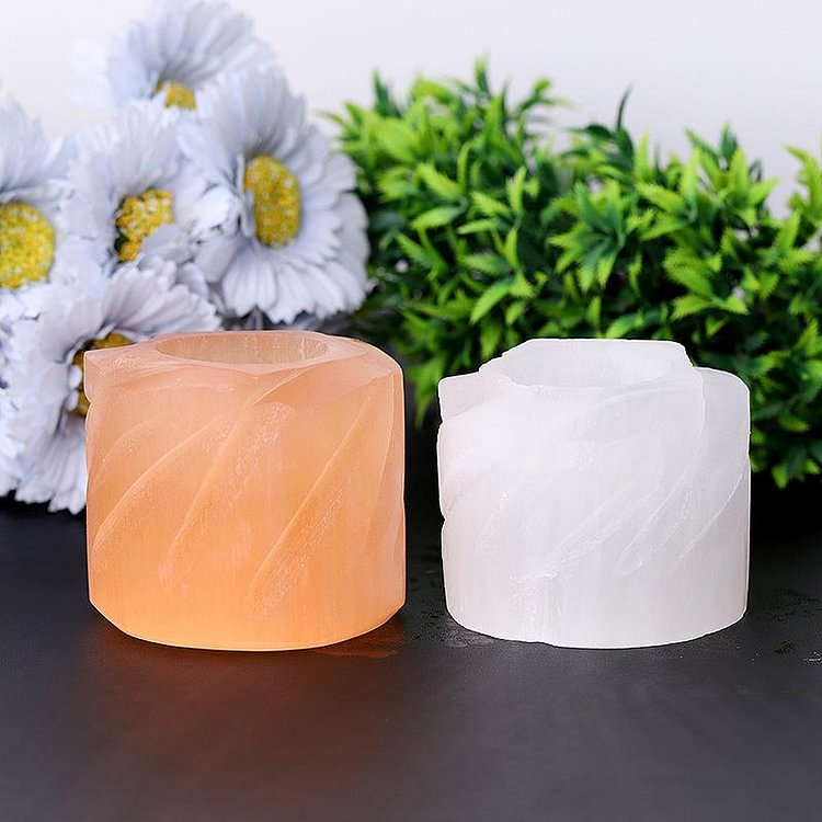 3" Selenite Candle Holder Bulk