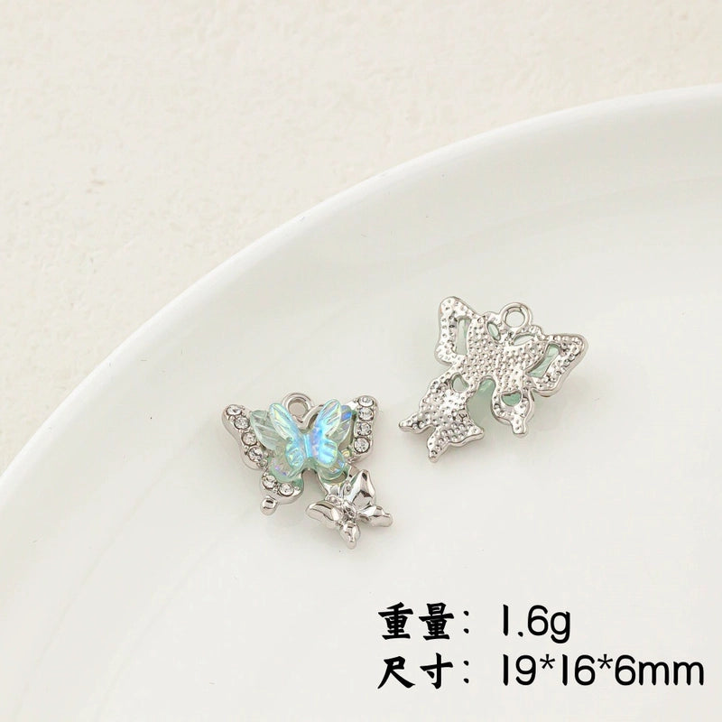 5 PCS/Package 20 * 23mm Alloy Artificial Pearls Rhinestones Flower Butterfly Pendant Jewelry Accessories