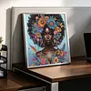 Floral Butterfly Black Lady Special Shaped 5D DIY Partial Drill Diamond Art Kit 30x30cm Diamonds Dots Gem Art Kits for Adults Home Decor