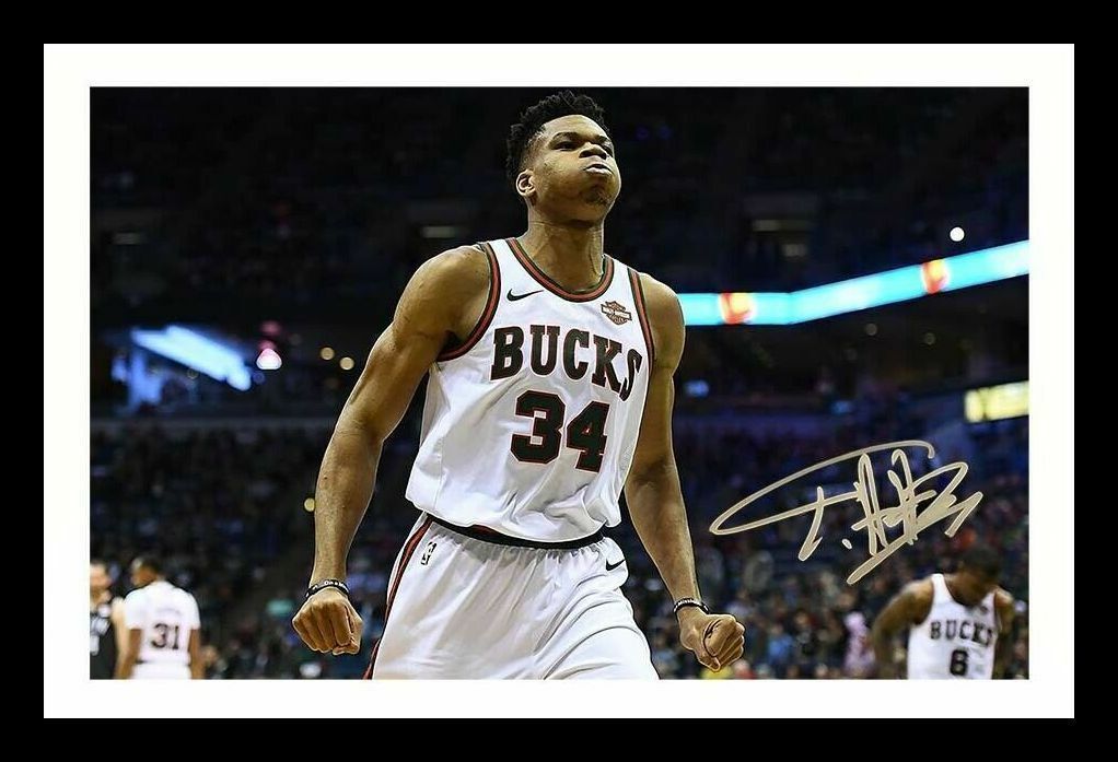 Giannis Antetokounmpo - Milwaukee Bucks Autograph Signed & Framed Photo Poster painting