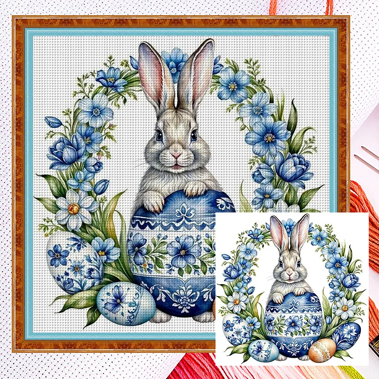 『YiShu』Rabbit - 11CT Stamped Eco-Friendly Cotton Thread Cross Stitch(40*40cm)