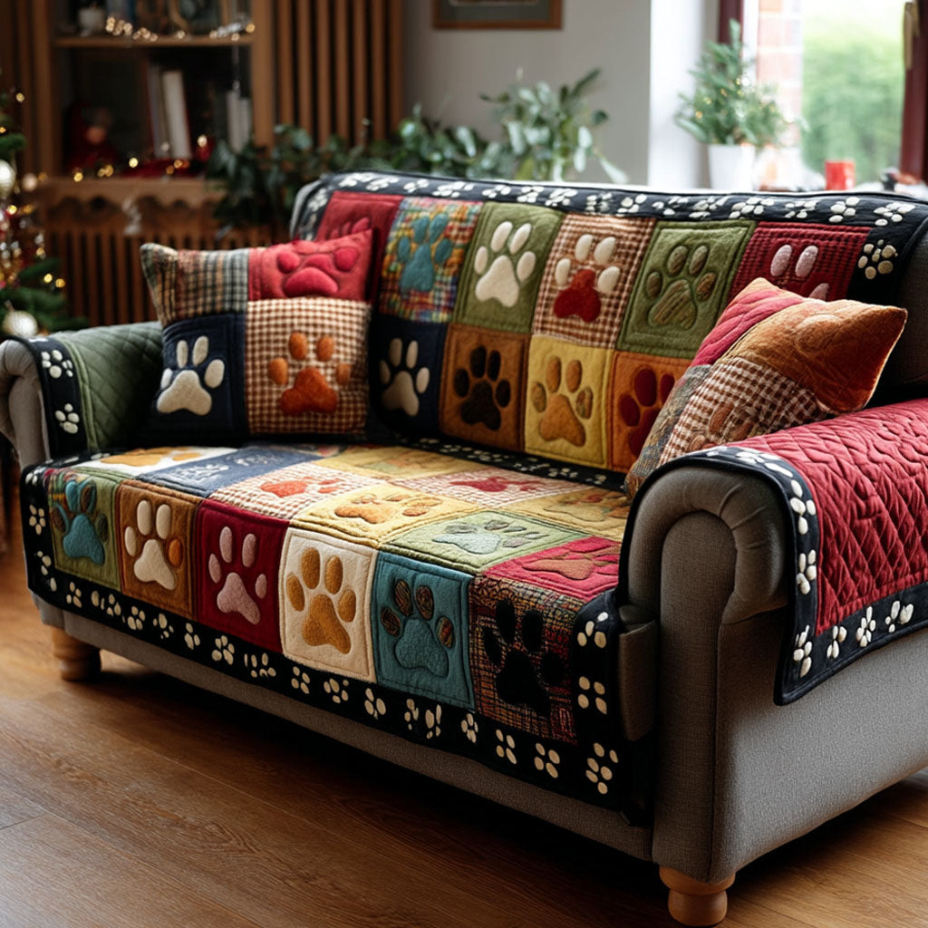 Colorful Paw Patchwork Quilted Sofa Cover NCU0TV871 everthome