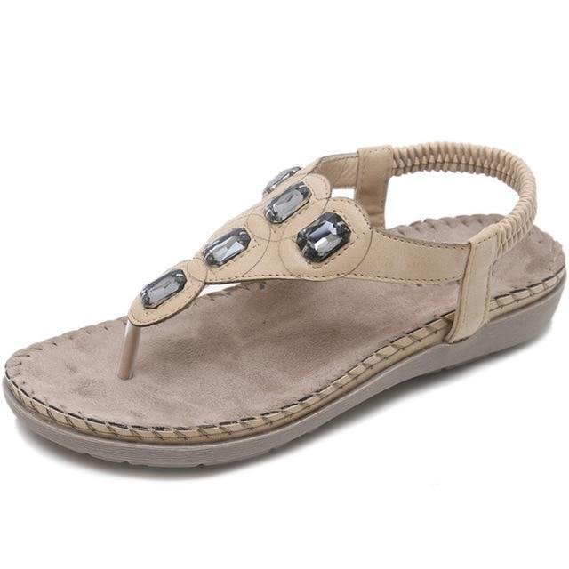Women Plus Size Crystal Sandal Shoes Summer Footwear Beach Flip Flops Shoes - VSMEE