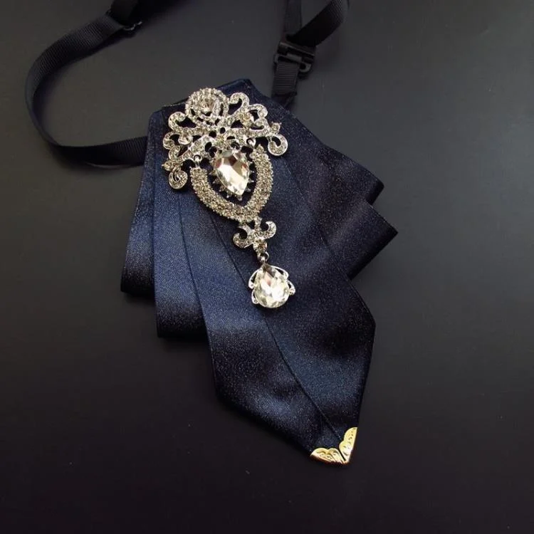 High-end New Rhinestone Bowties Brooch Korean Gentleman Dress White Shirt Wedding Bow Tie Set for Men Accessories Pocket Square