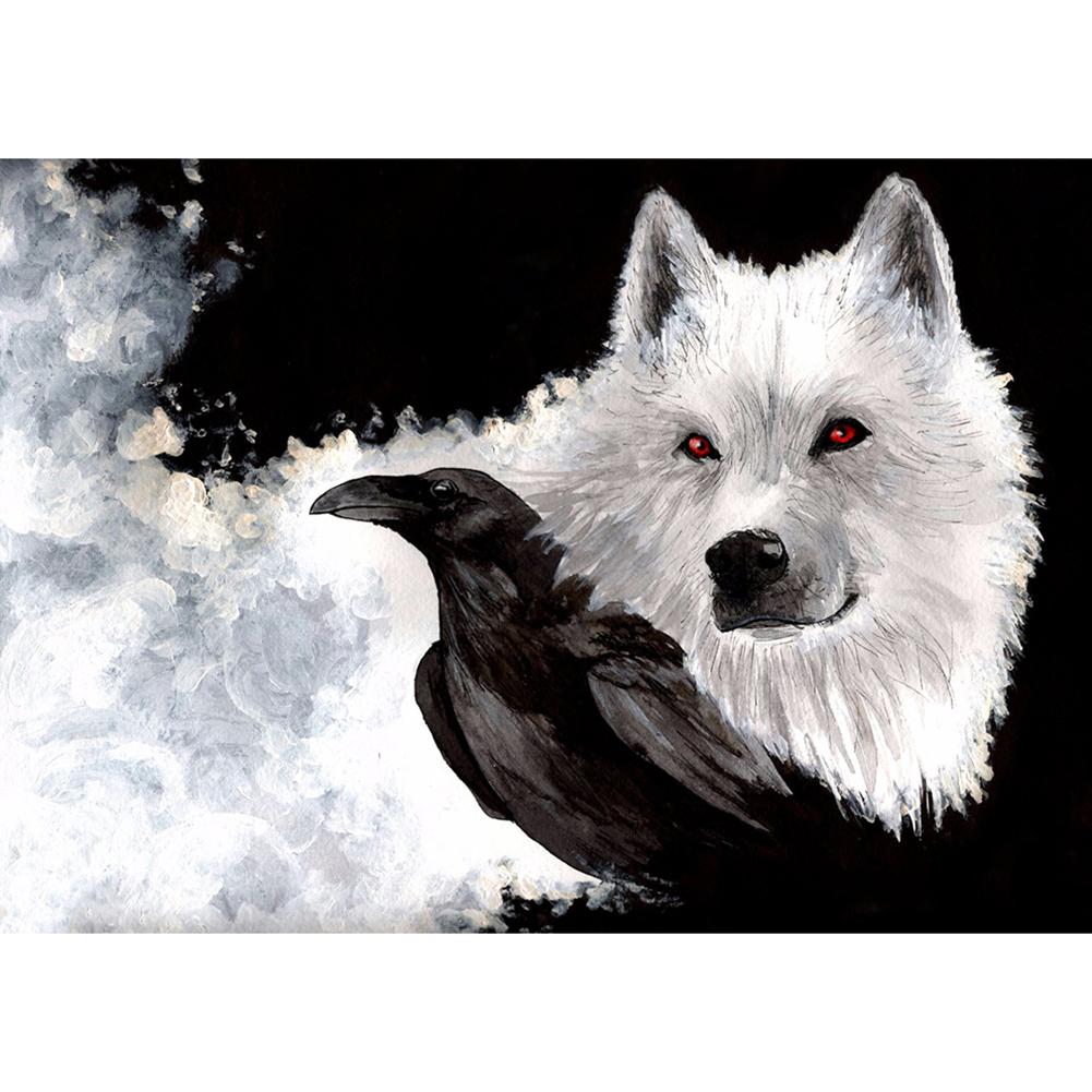 

Wolf Black Bird - Round Drill Diamond Painting - 30x40cm, 501 Original