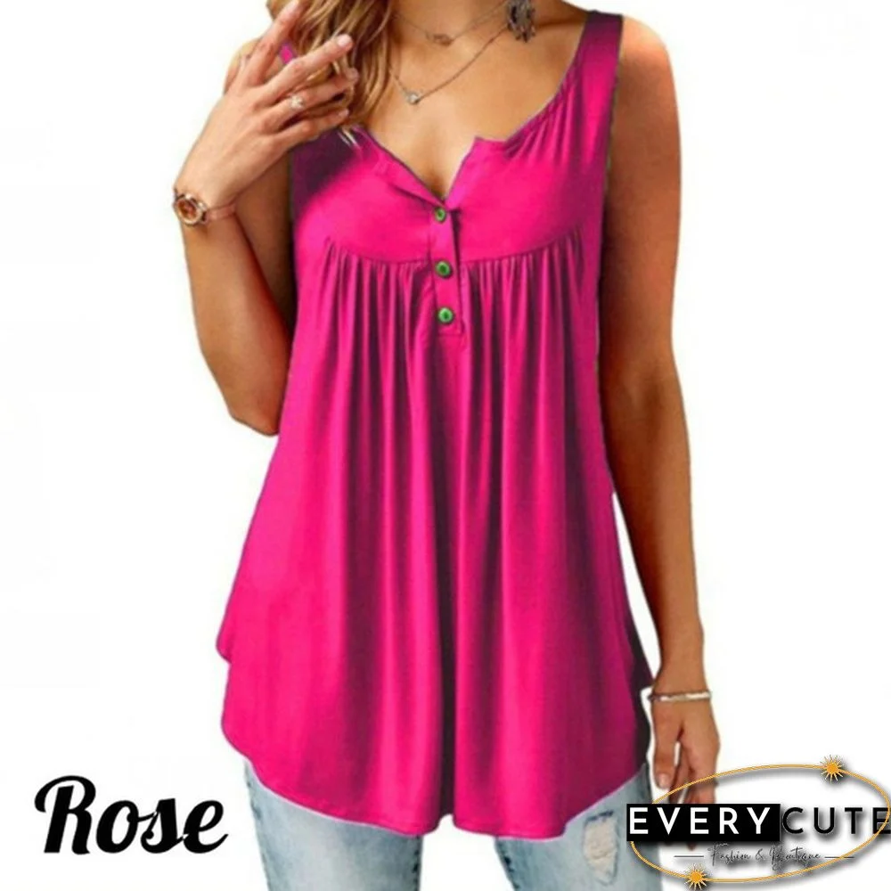 Fashion Women Clothes Spring Summer Casual Sleeveless Camisole Tops Solid Color Cotton Button-down Shirts Ladies Plus Size Loose Cami Tank Top Deep V-neck Halter Blouse