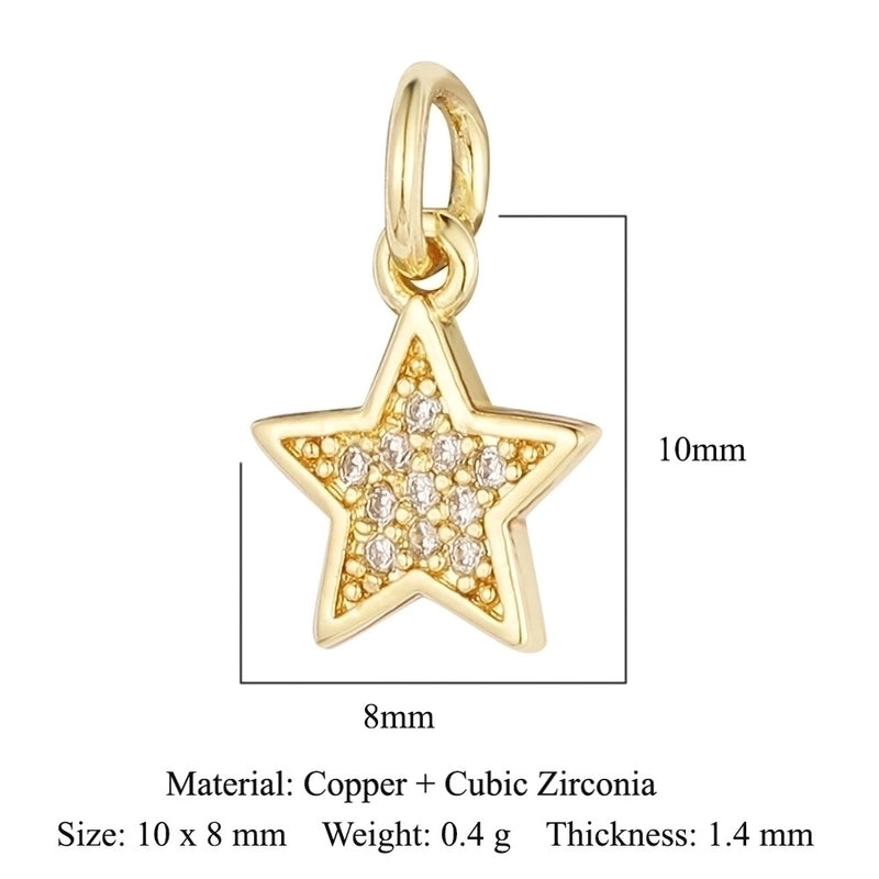 3 Pieces Copper Zircon 18K Gold Plated Cross Moon Eye