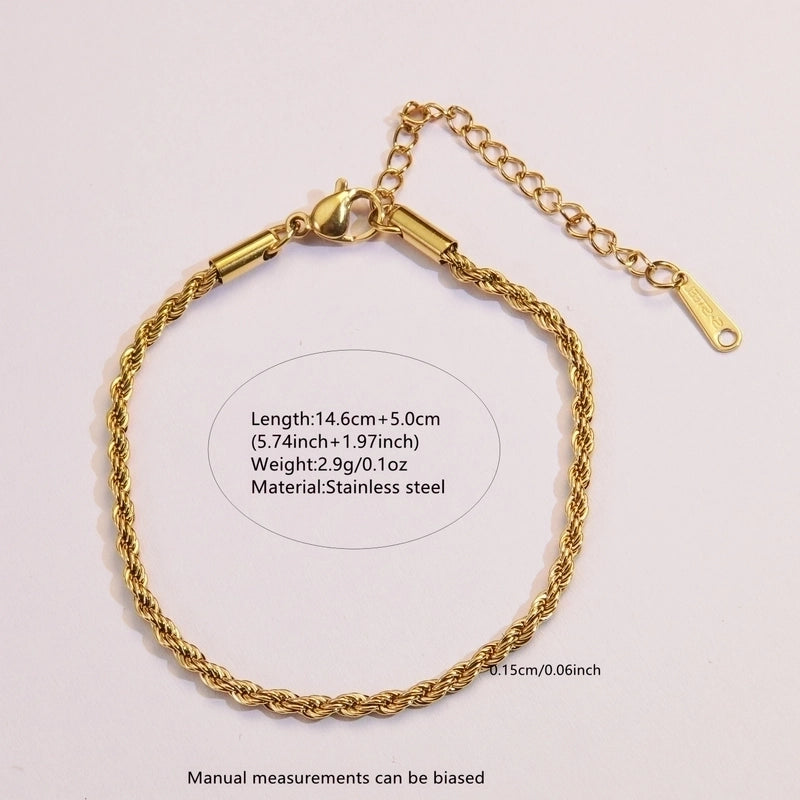 Sweet Minimalist Paper Clip Flower 304 Stainless Steel 18K Gold Plated Paperclip Chain Figaro Chain Bracelets In Bulk