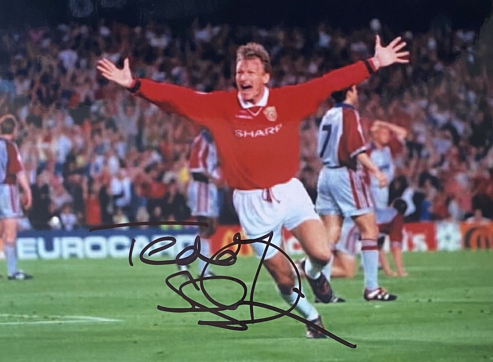 Teddy Sheringham Genuine Hand Signed Manchester United 6X4 Photo Poster painting