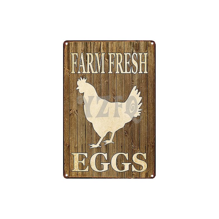 Chicken Farm Fresh Eggs- Vintage Tin Signs/Wooden Signs - 7.9x11.8in & 11.8x15.7in