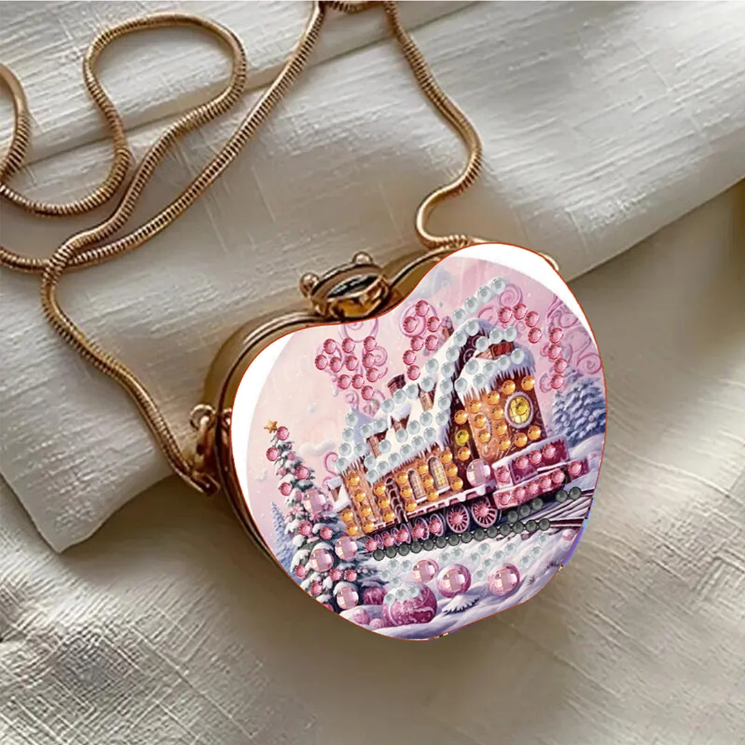 Train DIY Acrylic Love Art Diamond Painting Coin Purse with Chain for Women Girl