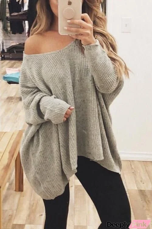 V Neck Long Sleeve Loose Sweater