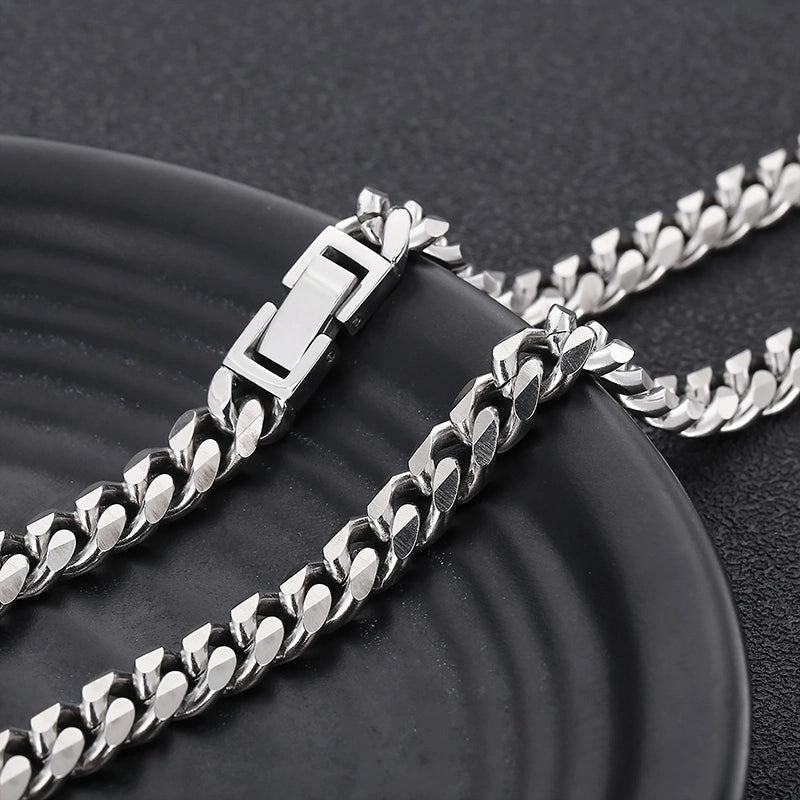Hip-hop Rock Solid Color Stainless Steel Men's Necklace