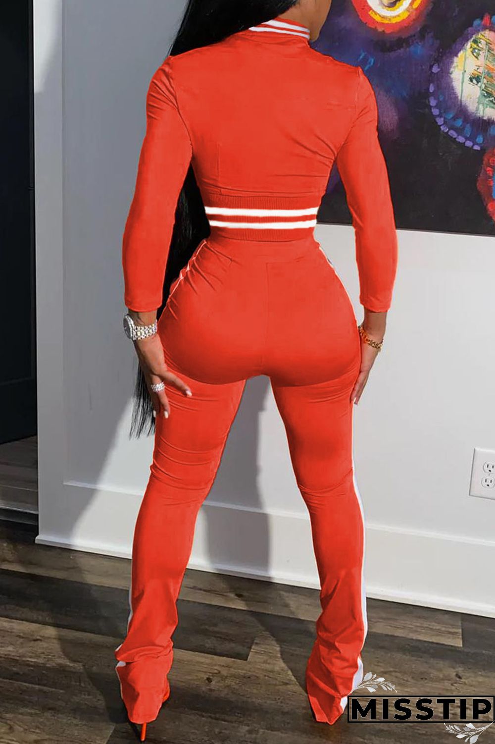 Black Casual Solid Patchwork Zipper Long Sleeve Two Pieces