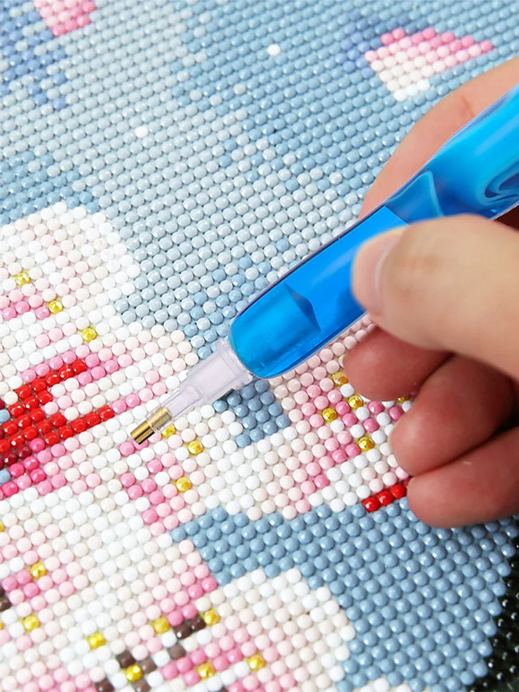 Resin 5D Diamond Painting Pen Kit with 5 Drill Pen Picking Heads and 1 Glue Clay