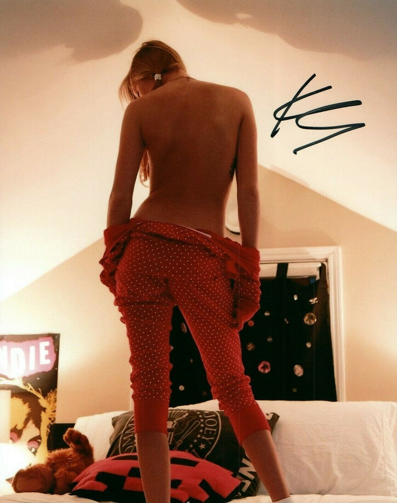 Kendra Sunderland Taking Pajamas Off Signed 8x10 Adult Model Photo Poster painting COA Proof 172