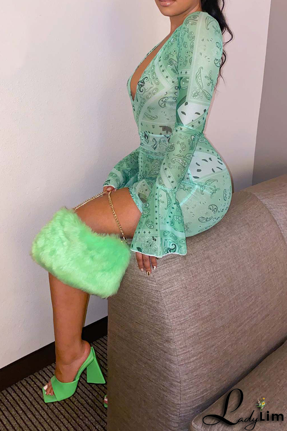 Red Sexy Solid Mesh V Neck Pencil Skirt Dresses