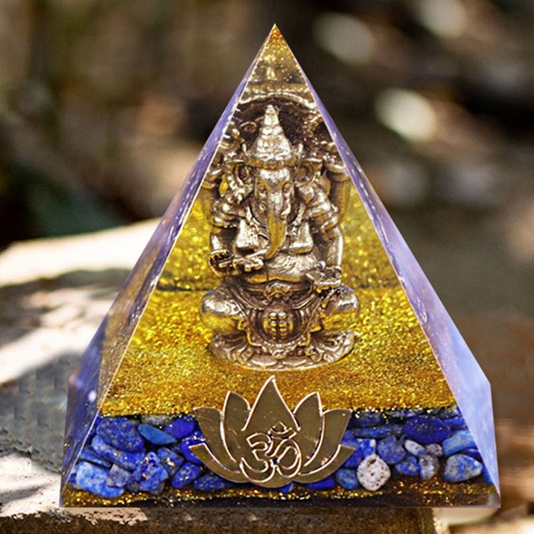 Lapis Lazuli With Elephant Symbol Orgone Pyramid