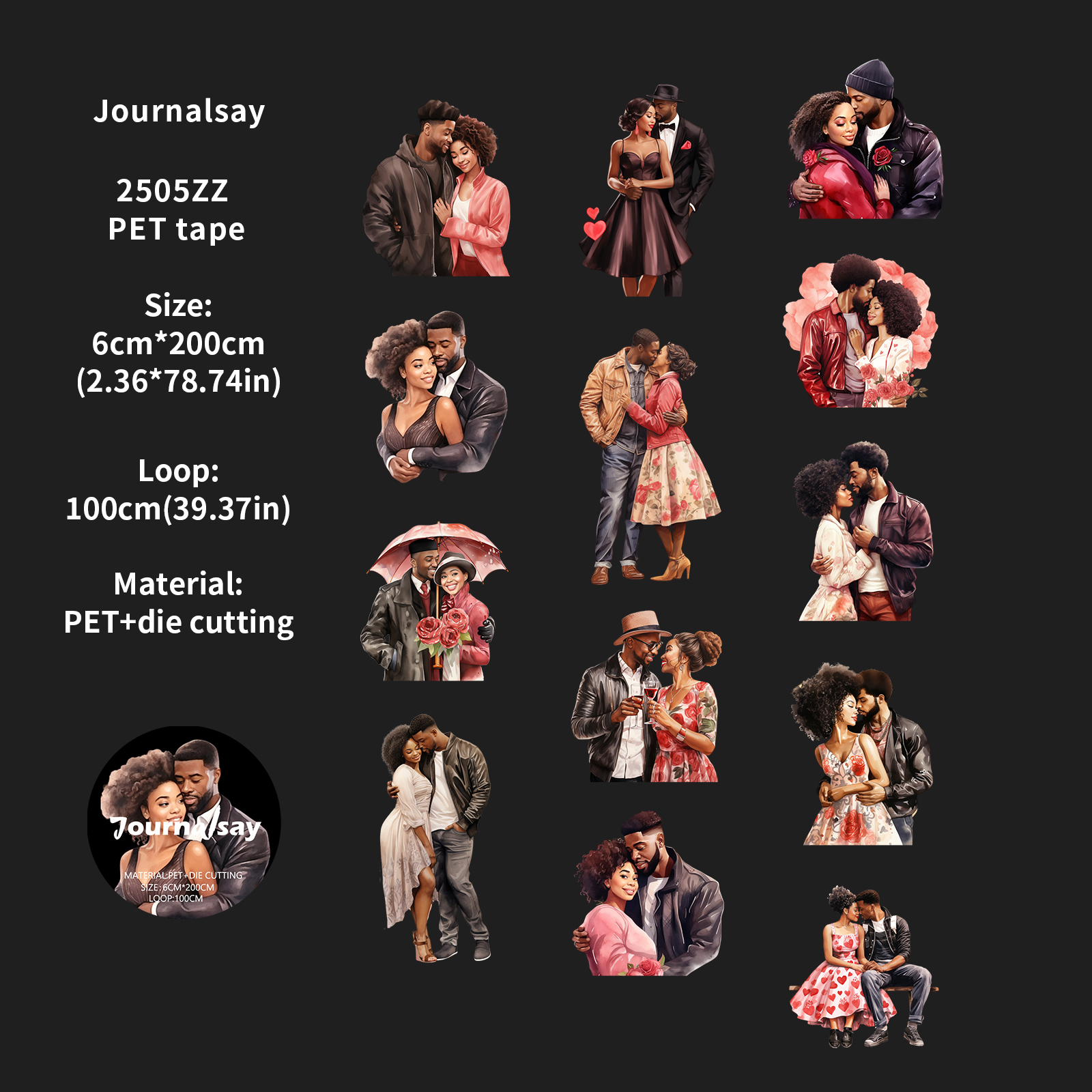 PET Tape - 60mm*200cm Vintage Couple Lovers Character