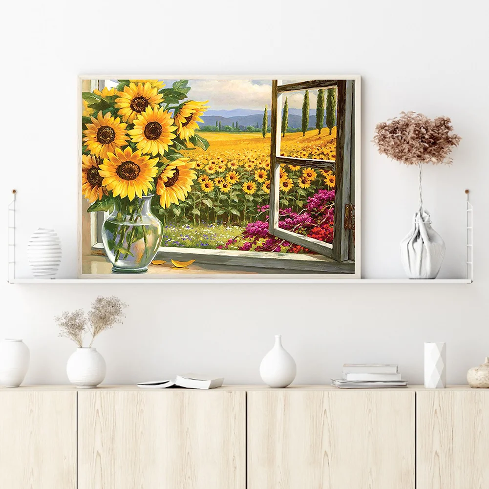 14CT Full Stamped Cross Stitch - Sunflower(Canvas|40*50CM)