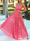 Empire Crochet Condole Belt Maxi Dress