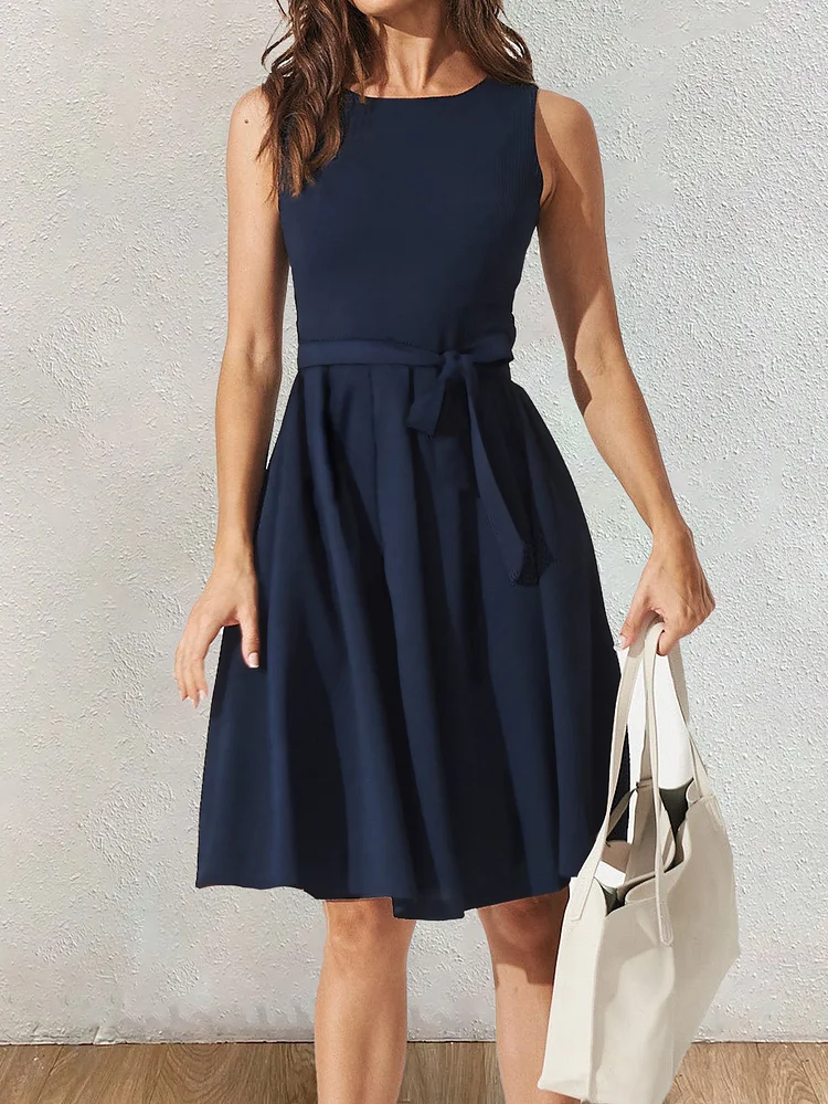 Elegant business office casual and versatile sleeveless knit dress