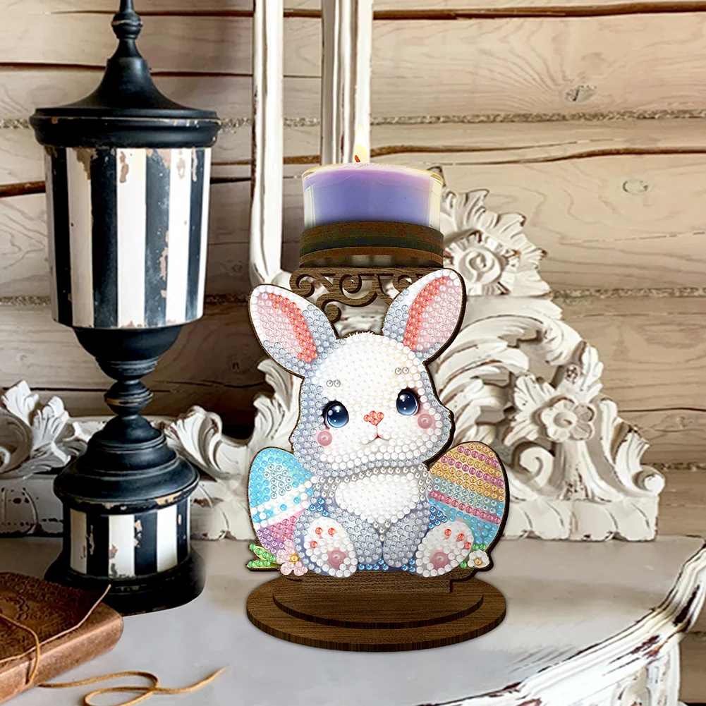 Easter Egg Bunny 5D DIY Diamond Painting Candle Holder Ornaments for Art Crafts