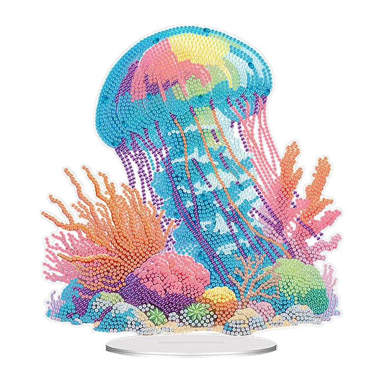 【Ornament】Acrylic Jellyfish Coral Table Top Diamond Painting Ornament Kits for Home Decor gbfke