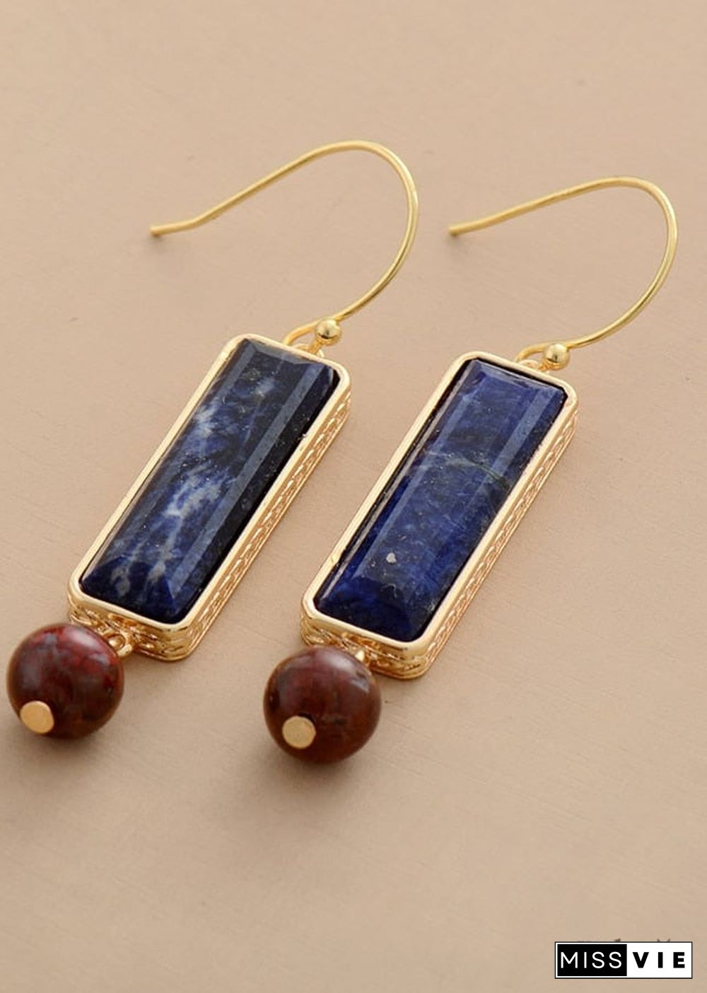 Boho Earrings, Dangle Earrings, Navy Blue Sodalite