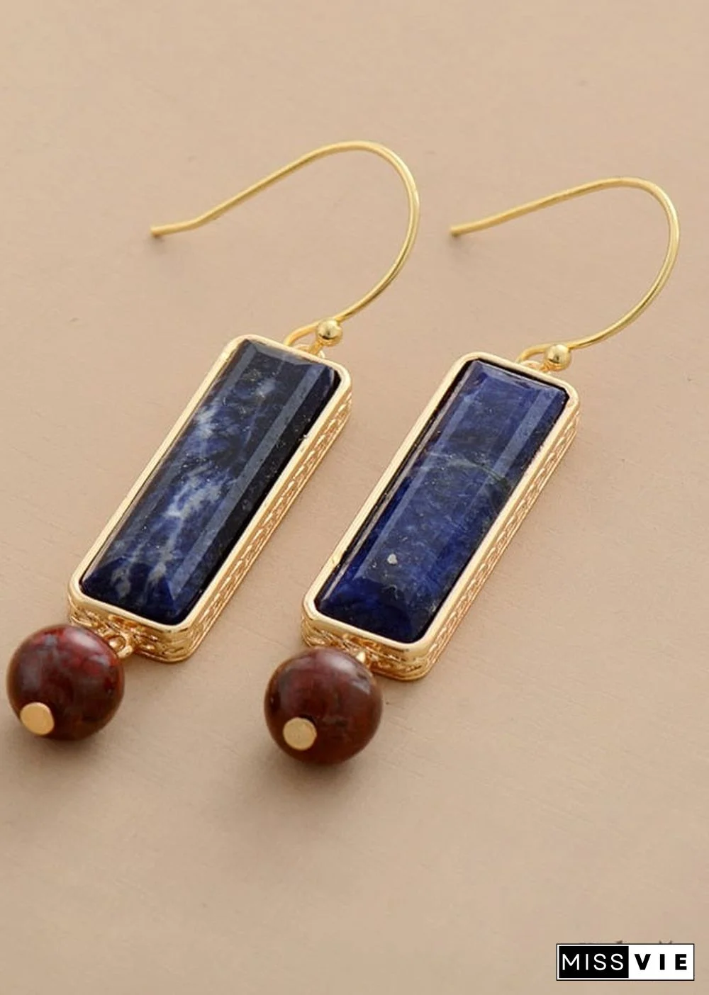 Boho Earrings, Dangle Earrings, Navy Blue Sodalite