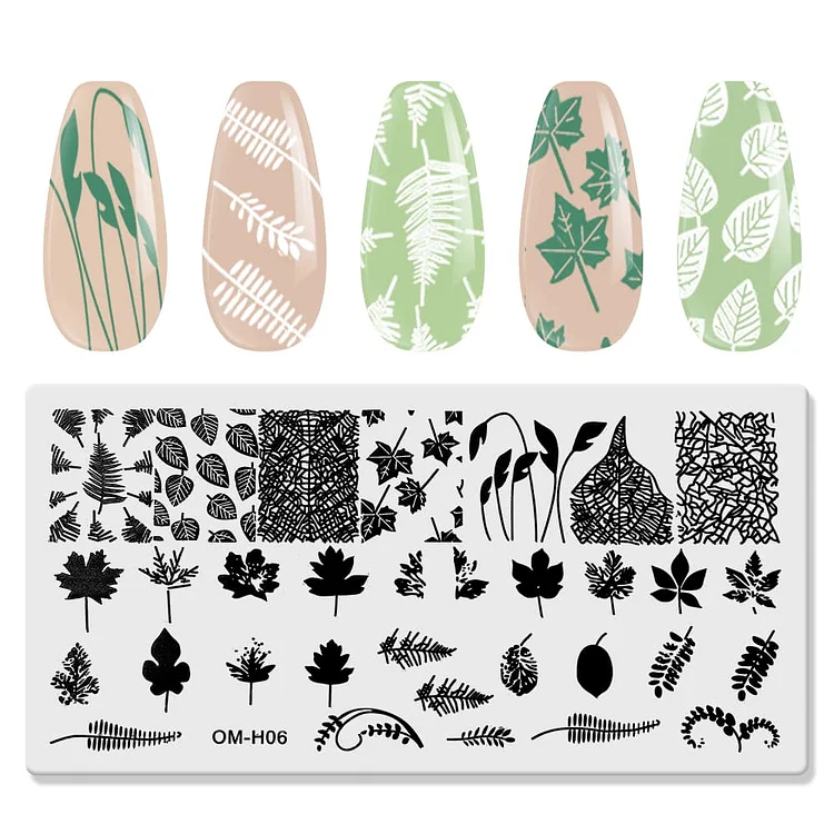 Nail Stamping Plate with Leaf Patterns