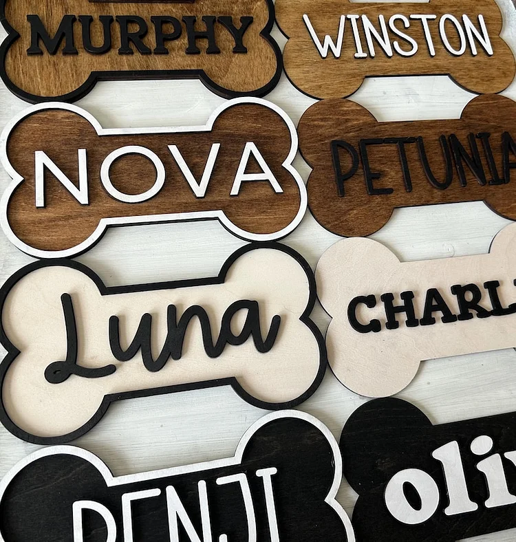 Personalized Dog Name Sign - Custom Dog Bone Tag, Crate, Kennel, and Room Decor for Your Pup