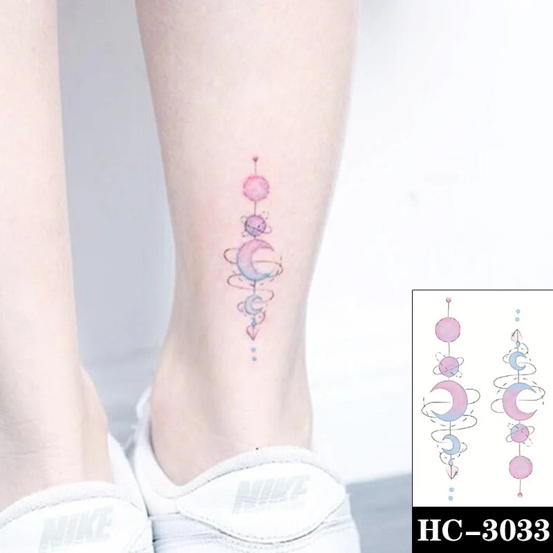 Waterproof Temporary Tattoo Sticker Cartoon Carousel Pattern Heart Moon Body Art Fake Tattoos Flash Tatoos Arm Ear for Men Women