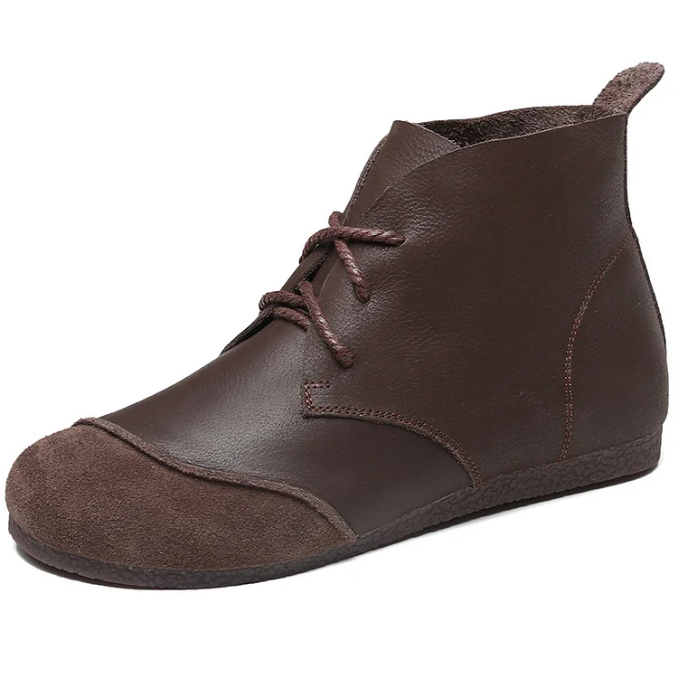 Premium Lace-Up Ankle Boots, Genuine Comfy Leather Boots  Stunahome.com