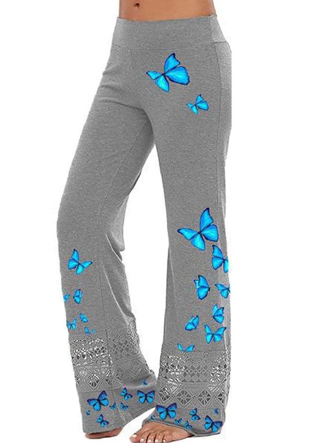 Casual and comfortable butterfly print trousers