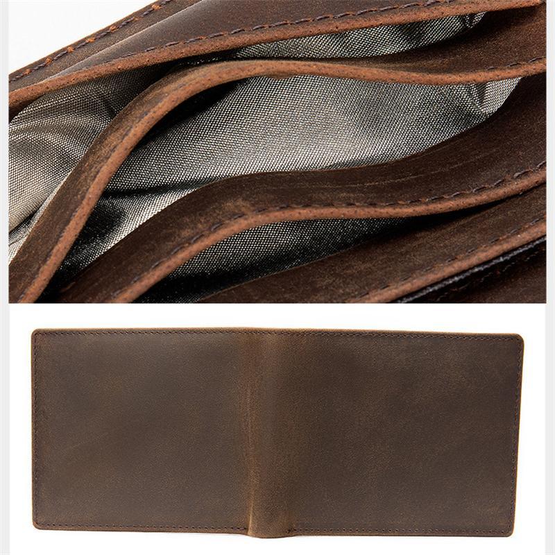 Anti-Scan RFID Design Genuine Leather Currency Pocket Coin Slot Lightweight Mini Wallet